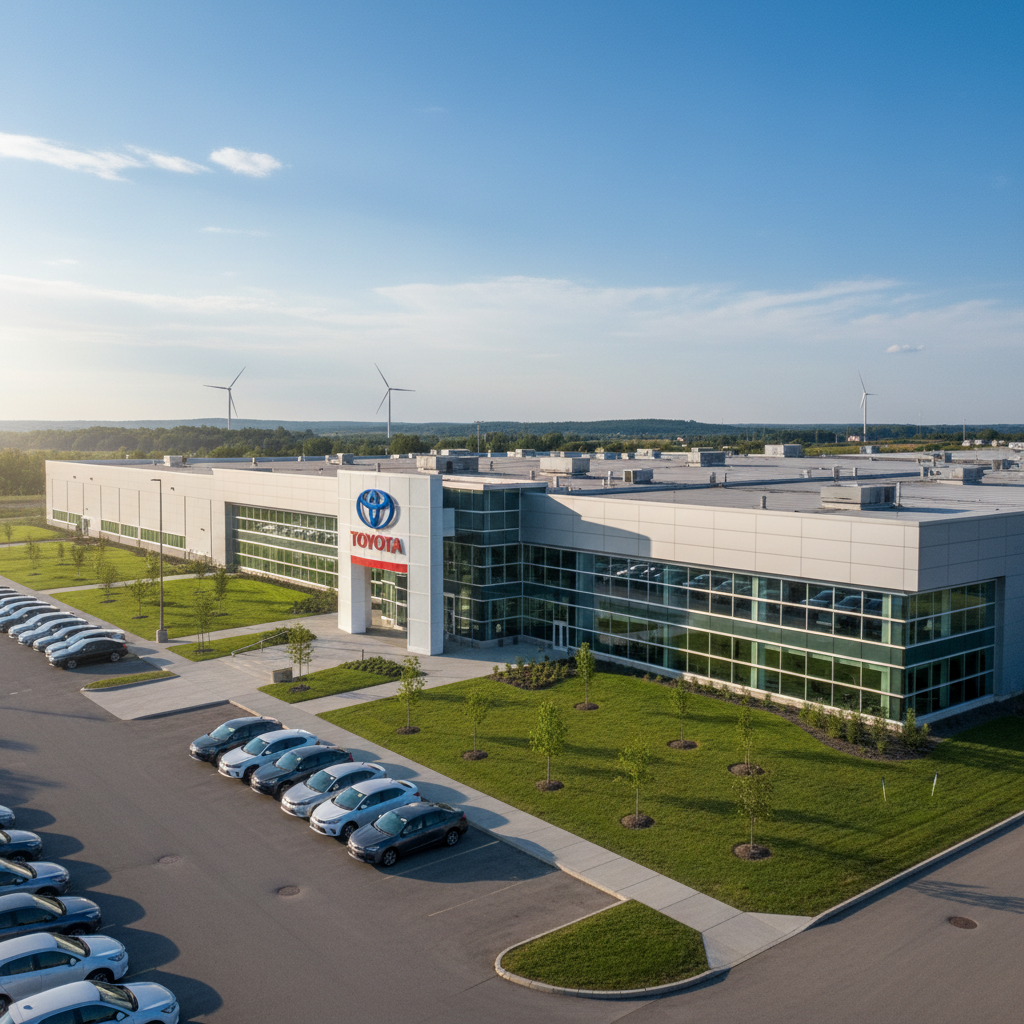 Toyota Motor Manufacturing Canada assembly plant in Cambridge Ontario with modern industrial facility